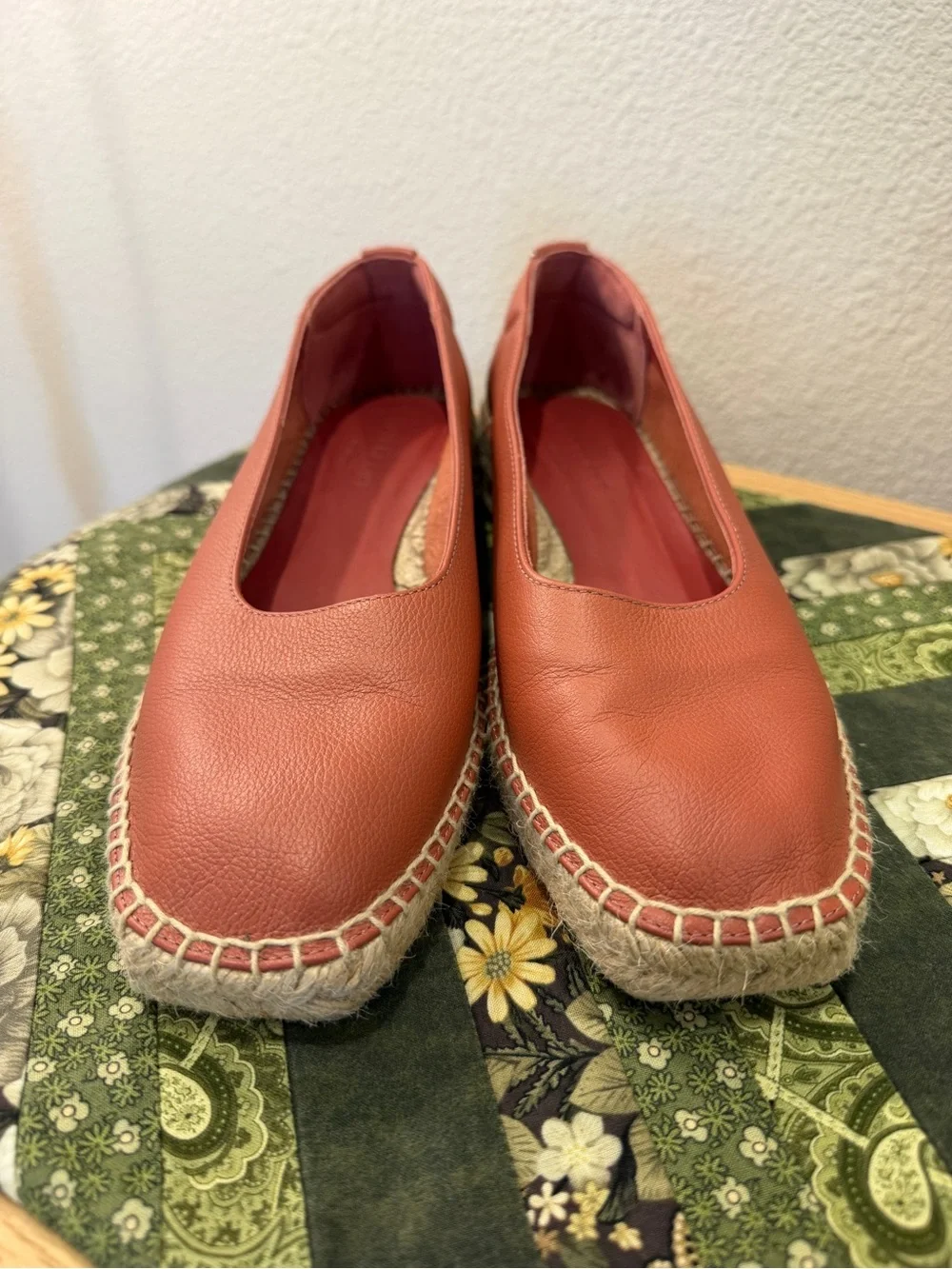 Everlane Women's Leather Espadrille Flats in Terracotta Red